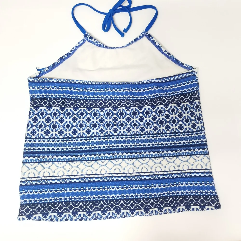 Tommy Bahama Big Girl's Tassel Trim Tankini Top Blue Stripe Sz 14